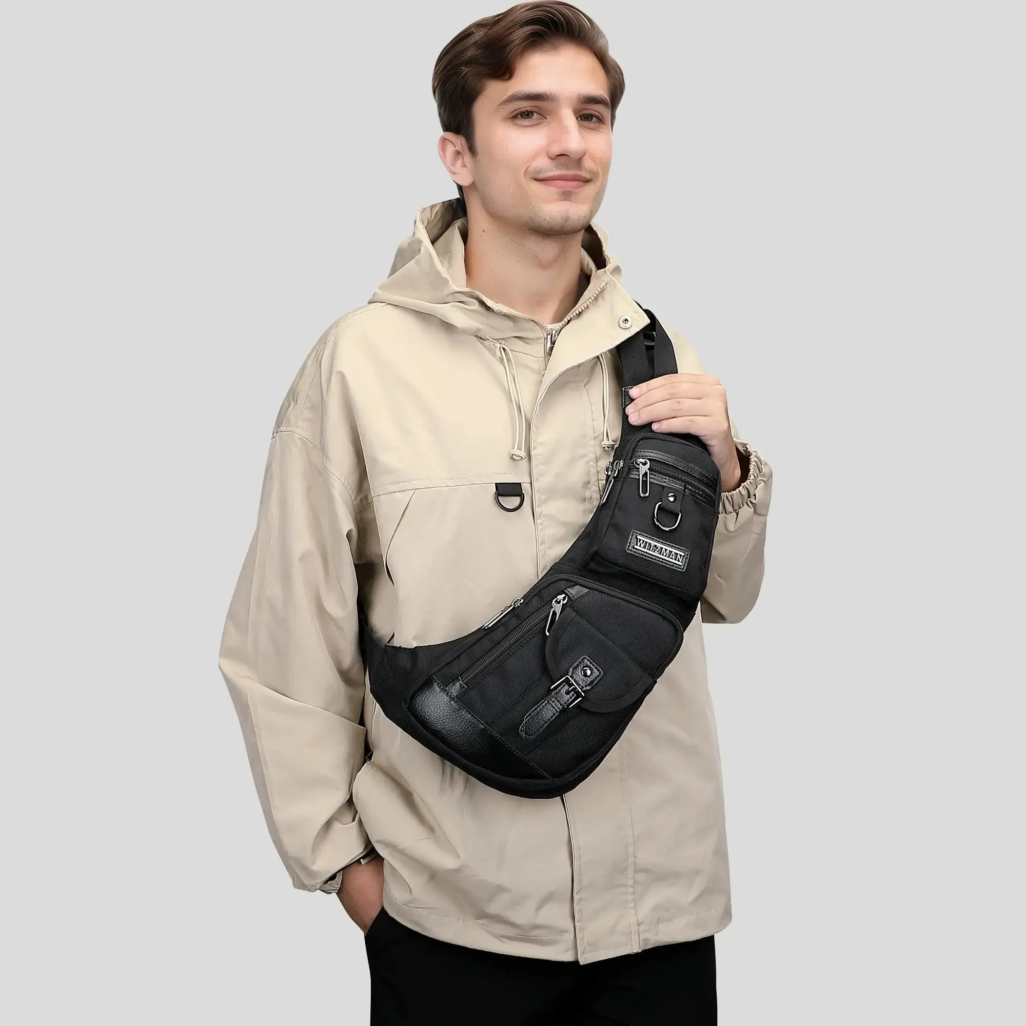 Men crossbody sling bag Travel Slim Chest Bag One Strap Lightweight Casual Daypack Crescent Bag