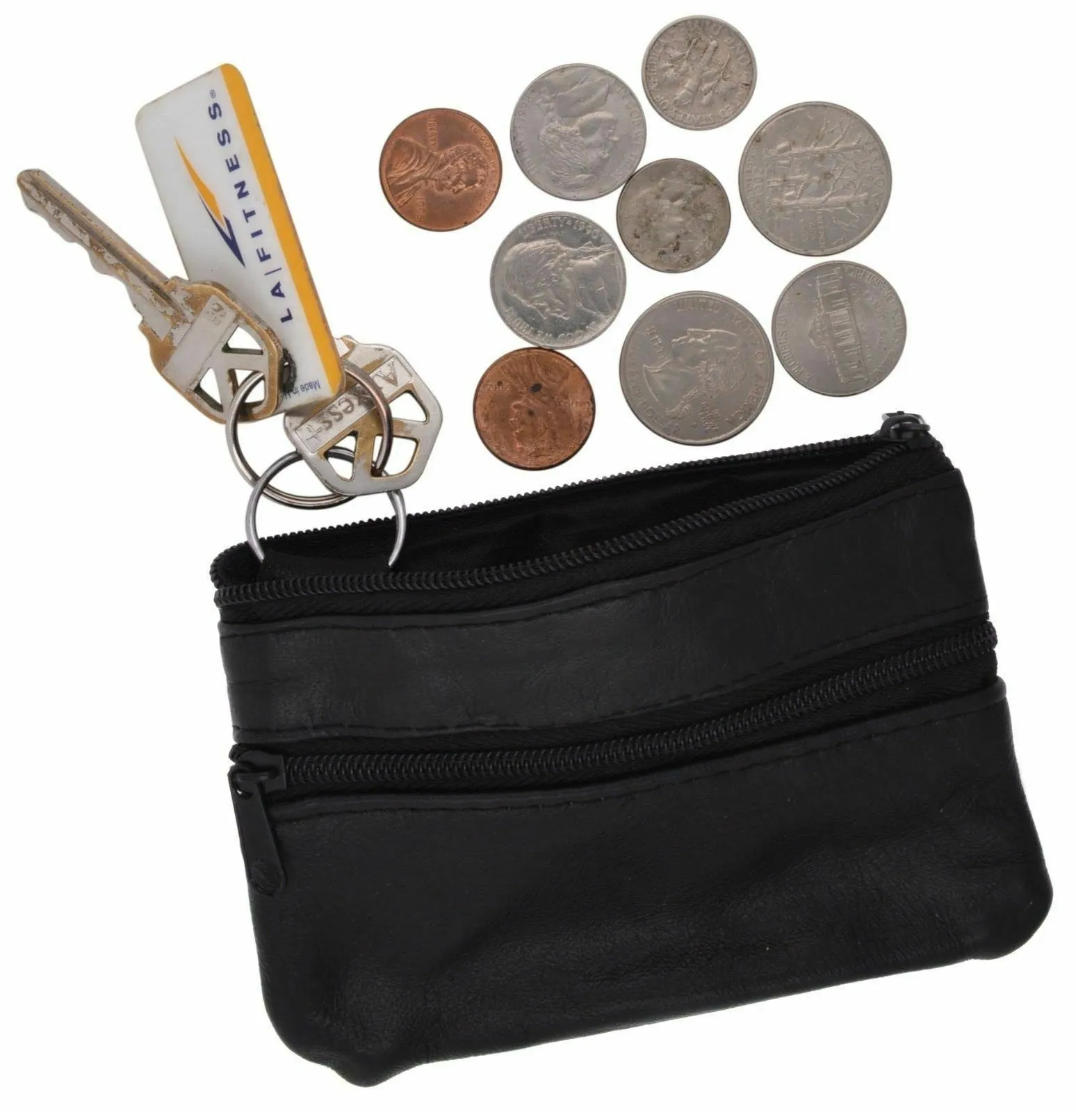 Men, Woman, Genuine Leather Coin Purse Cowhide Change Purse Coin Pouch, Key Ring