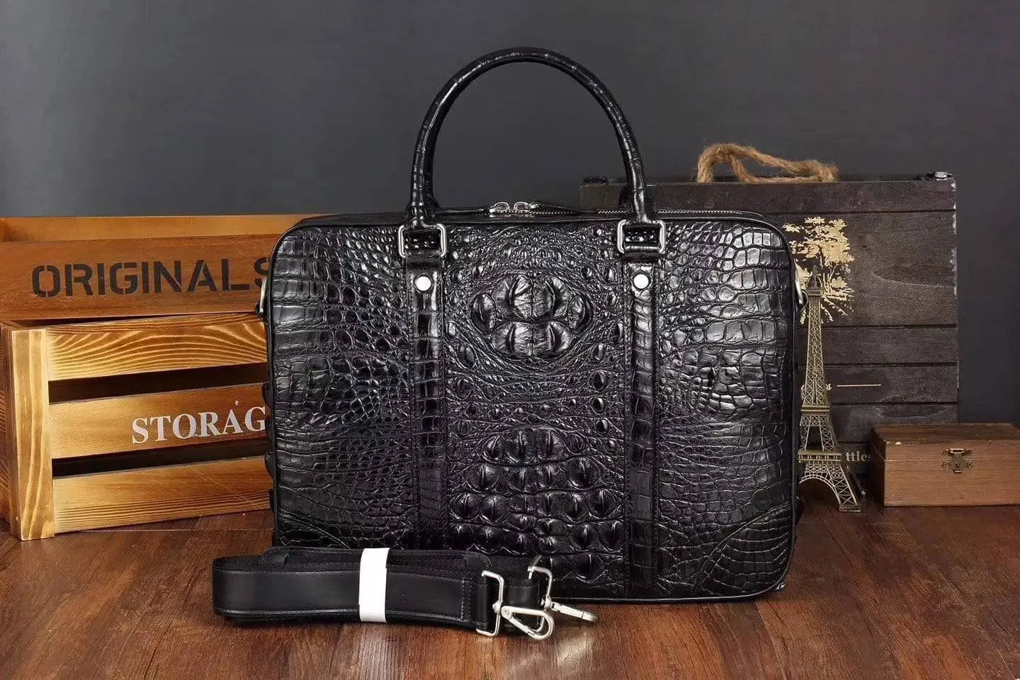 Men's Crocodile Leather Briefcase,Messenger Bags,Laptop Bags