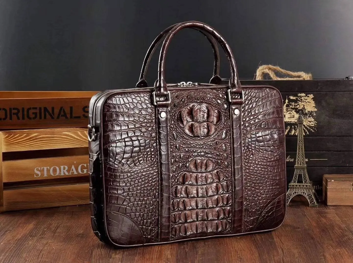 Men's Crocodile Leather Briefcase,Messenger Bags,Laptop Bags