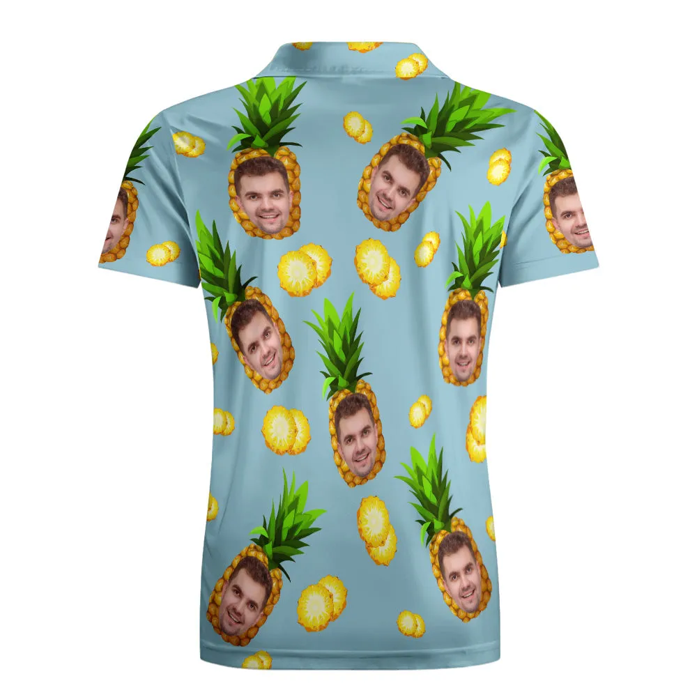 Men's Custom Face POLO Shirt Personalised Golf Shirts For Him Big Pineapple