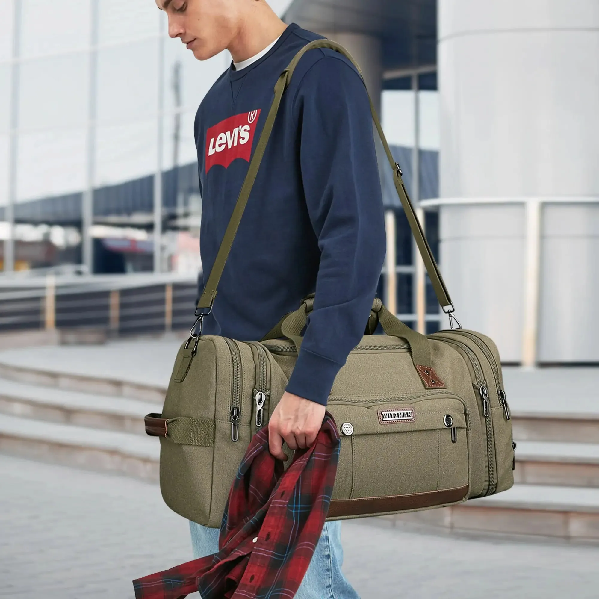 Mens Fashion Large Canvas Travel Duffle Bags