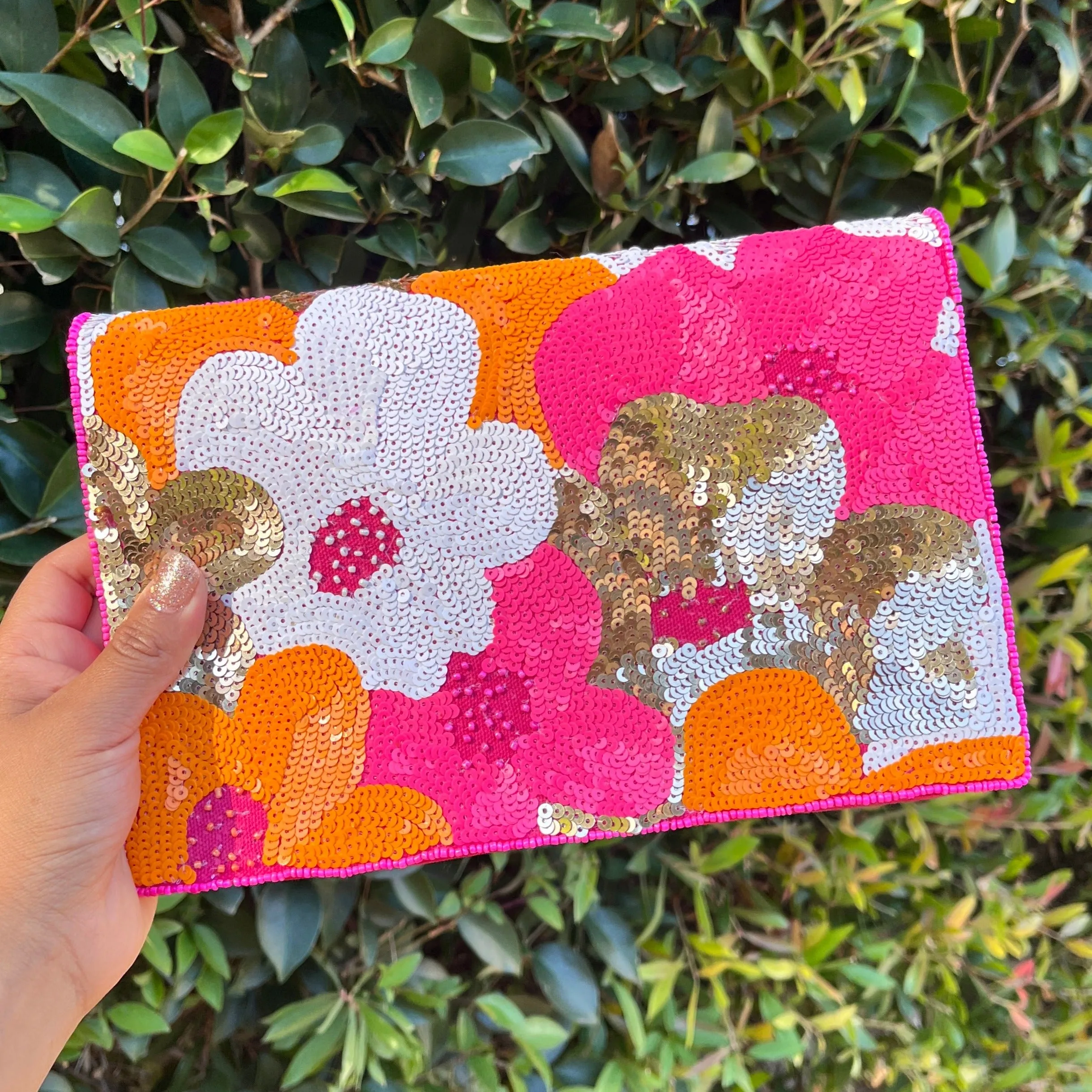 Mia Floral Sequin Clutch Purse