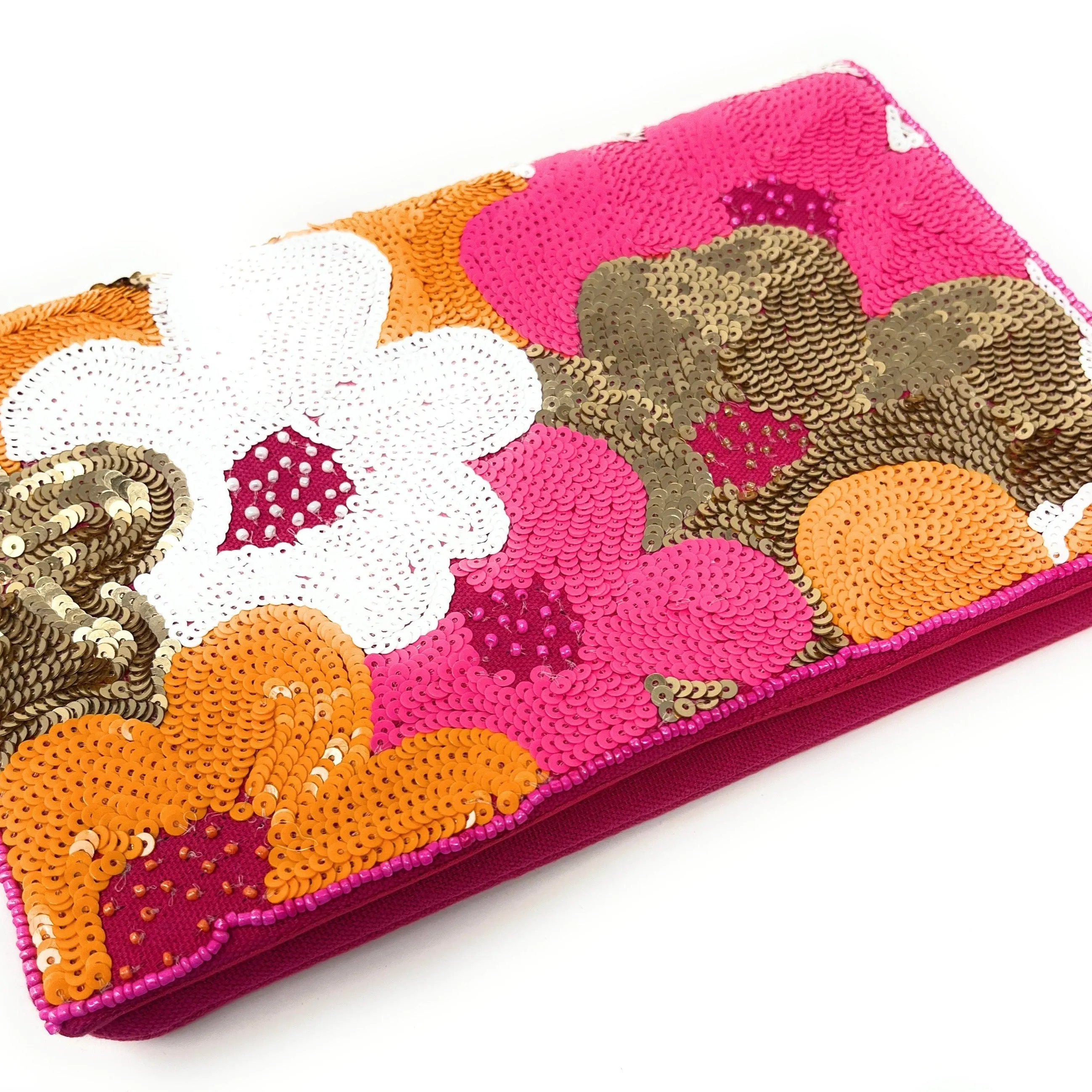 Mia Floral Sequin Clutch Purse