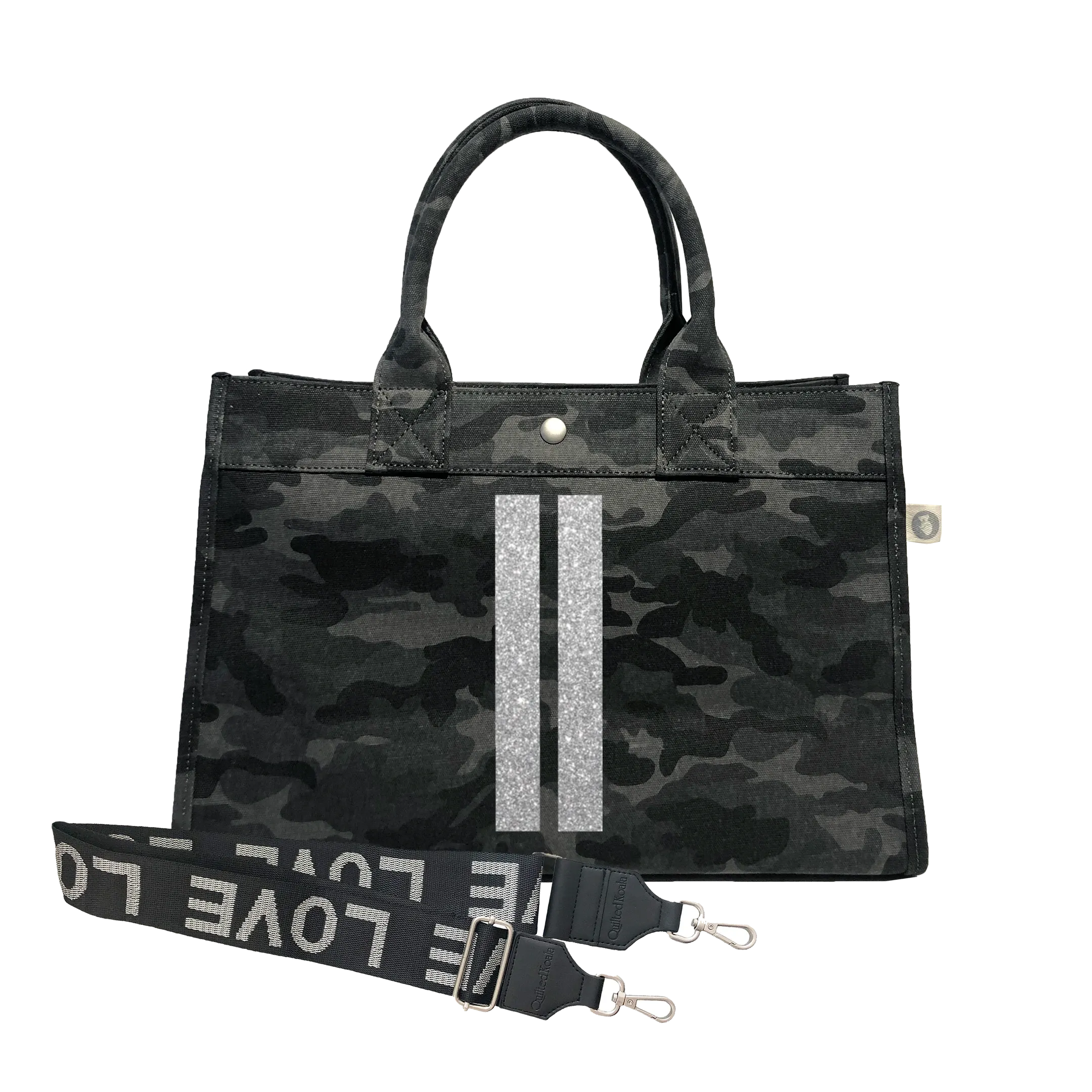 Midi East West Bag: Black Camouflage