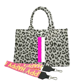 Midi East West Bag: Leopard with Color Stripes