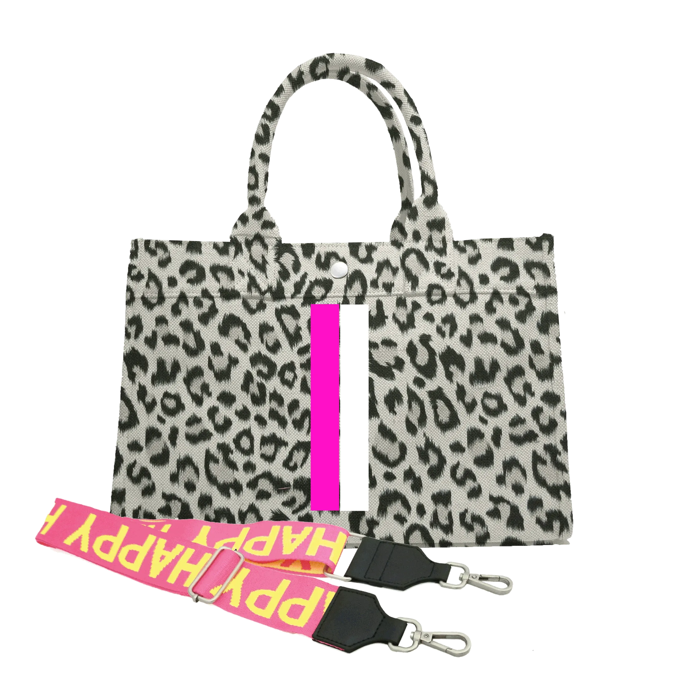 Midi East West Bag: Leopard with Color Stripes