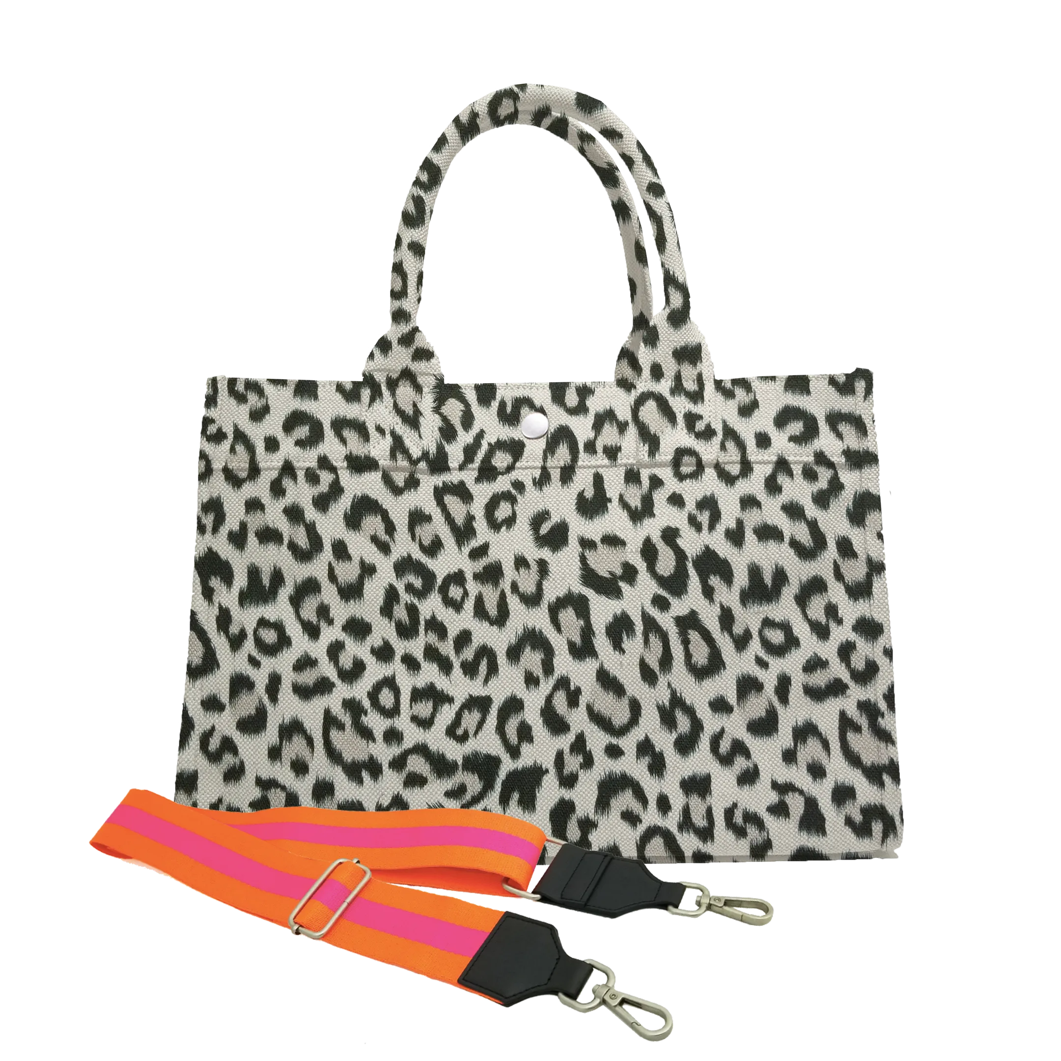 Midi East West Bag: Leopard with Color Stripes