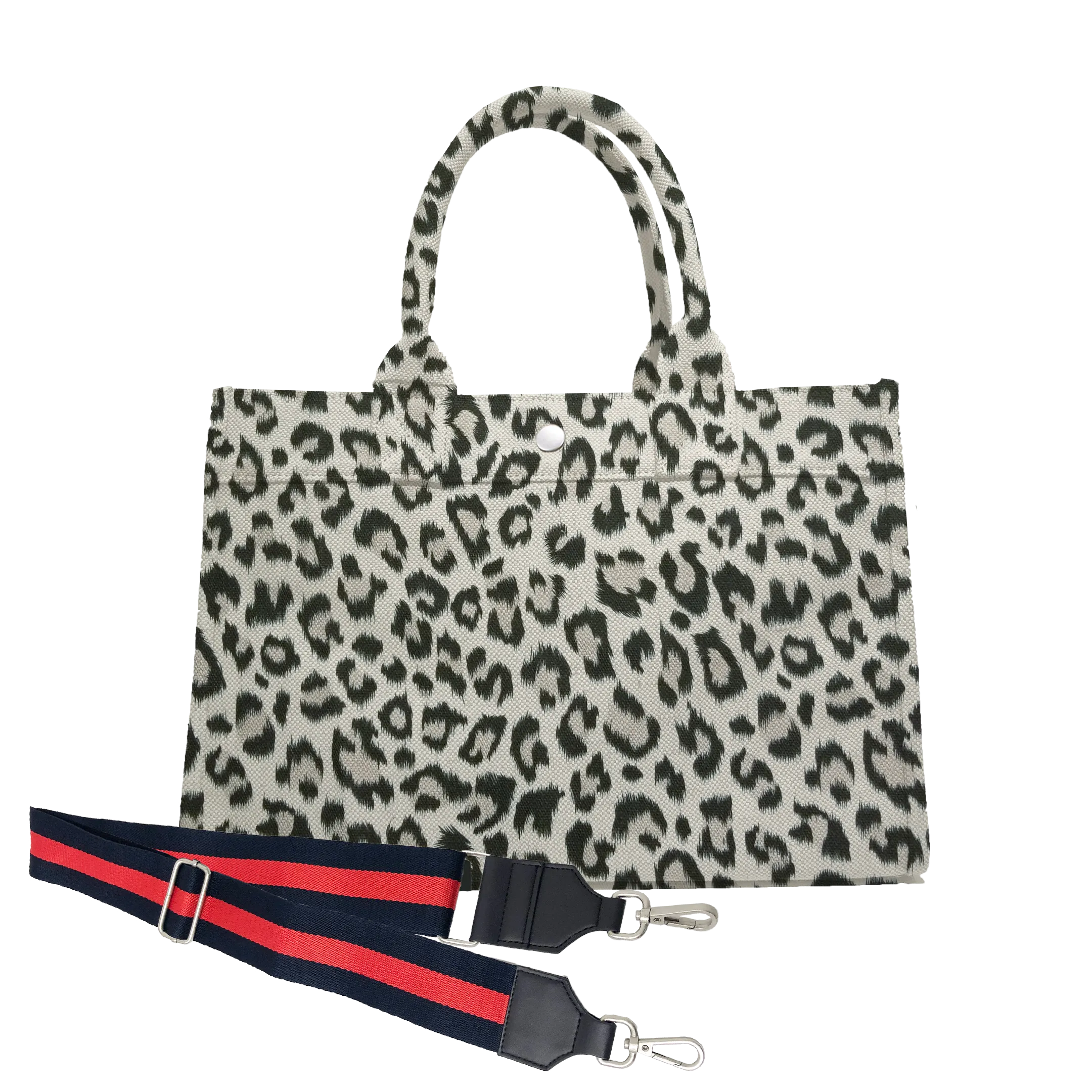 Midi East West Bag: Leopard with Color Stripes