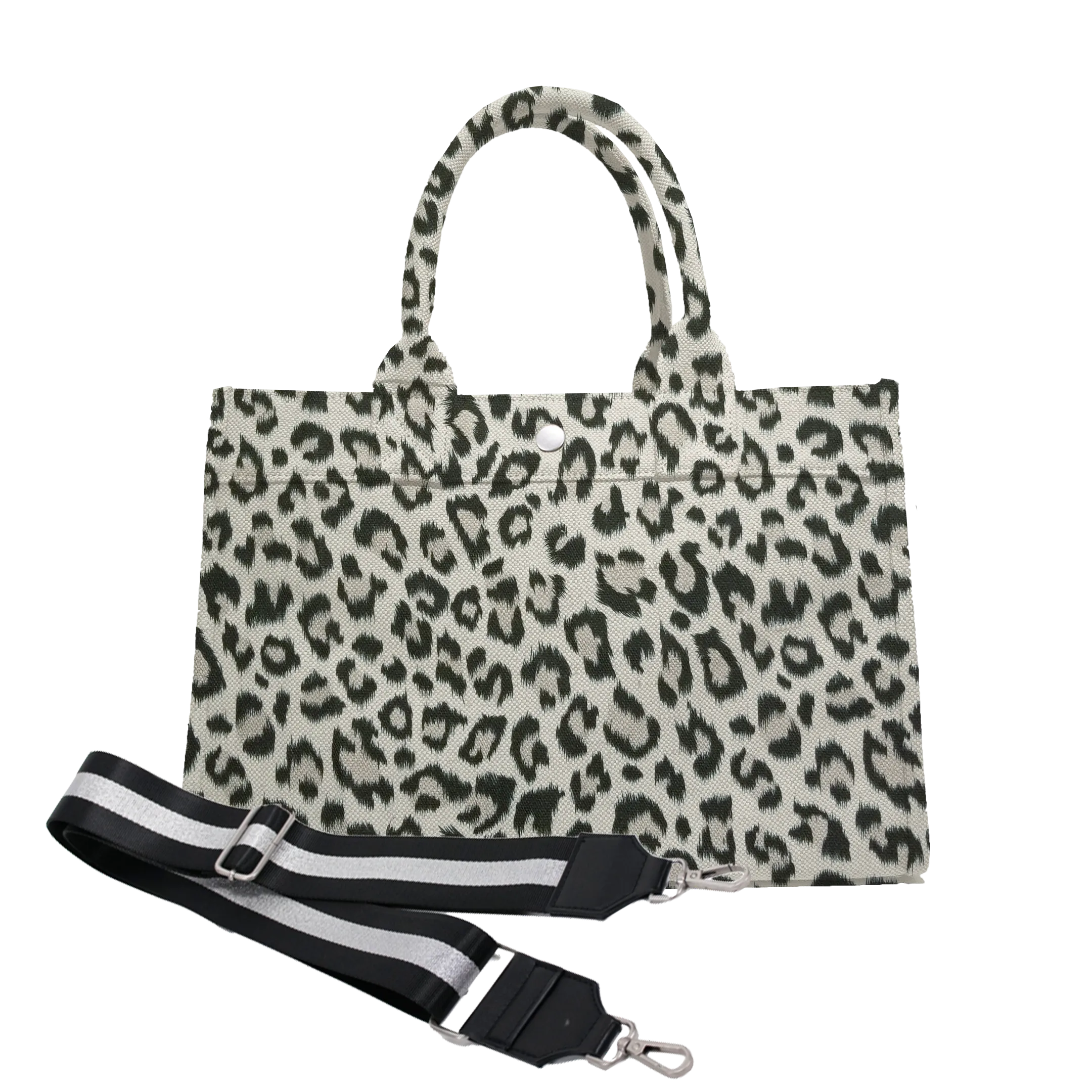 Midi East West Bag: Leopard with Color Stripes