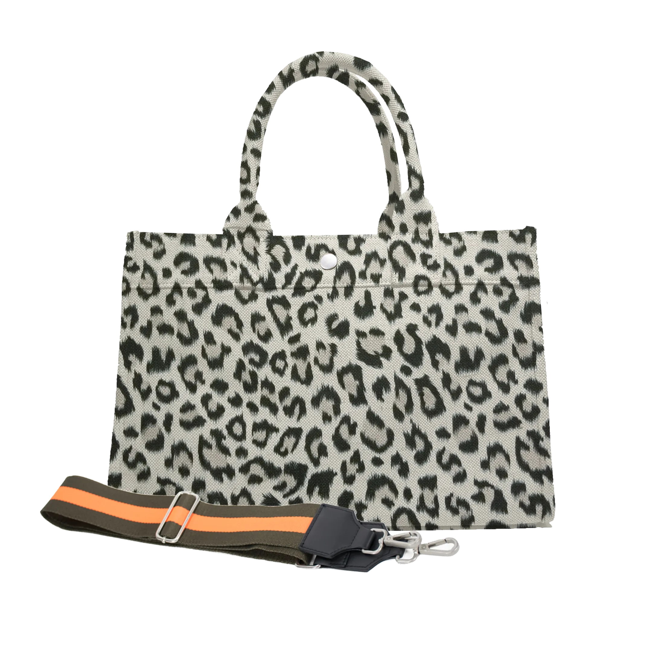 Midi East West Bag: Leopard with Color Stripes