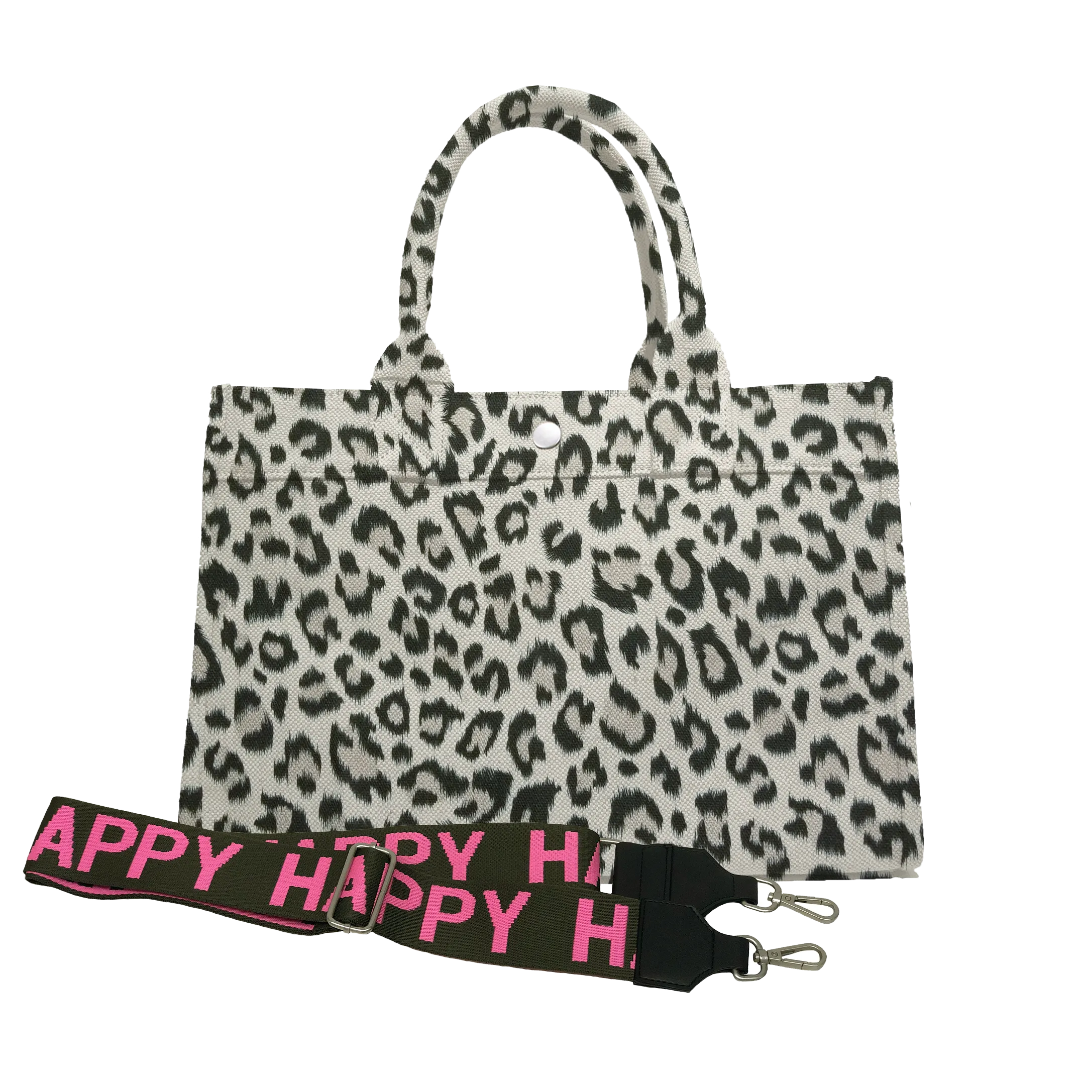 Midi East West Bag: Leopard with Color Stripes