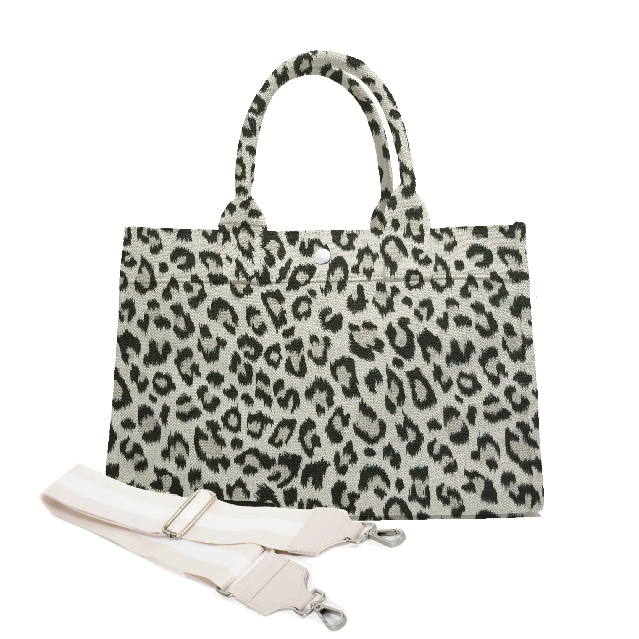 Midi East West Bag: Leopard with Color Stripes