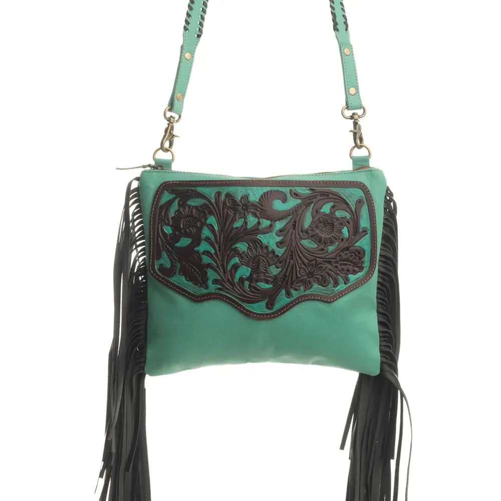 Millstone Tooled Leather Fringe Crossbody