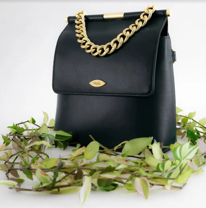 Mona Apple Leather Crossbody Bag | Black