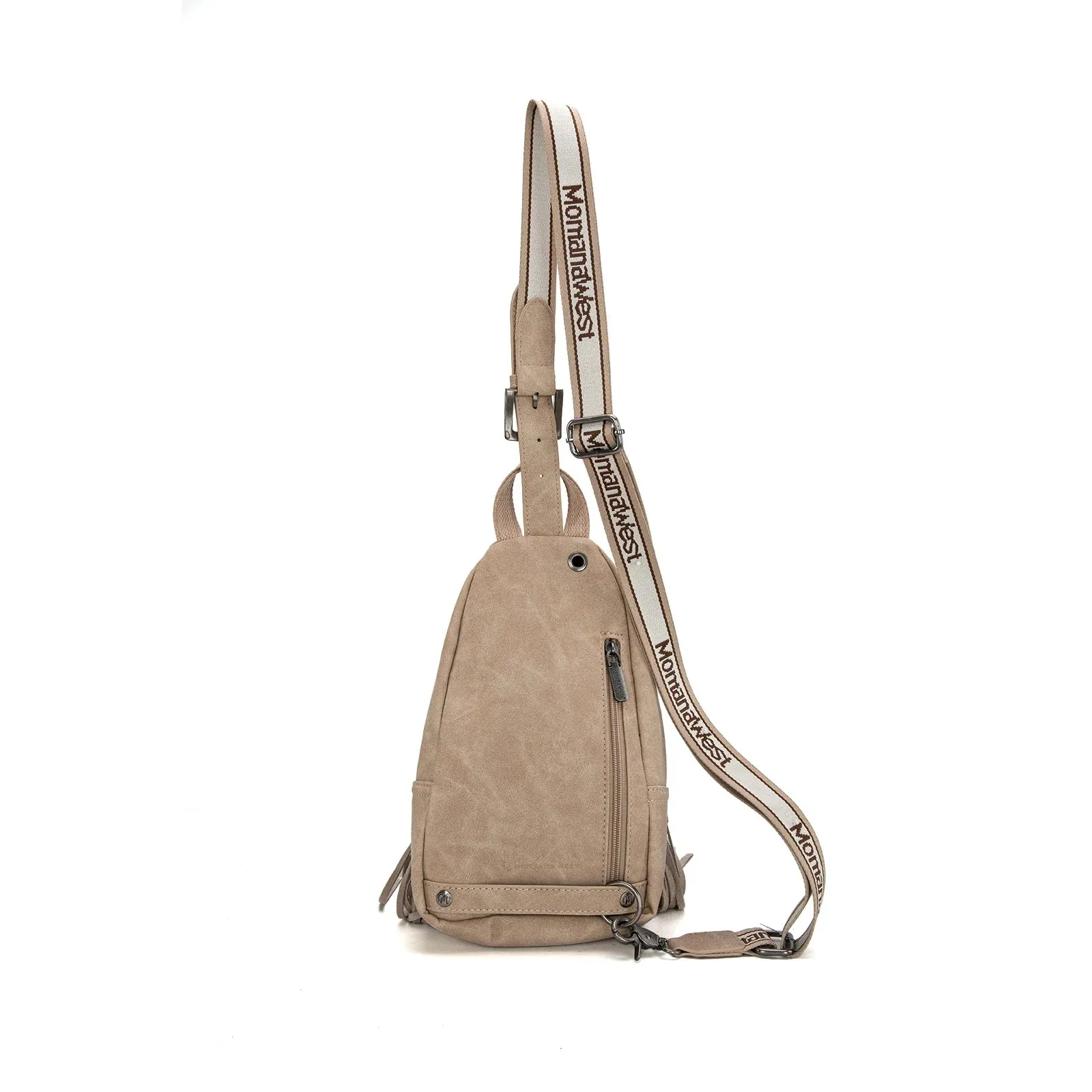 Montana West Tooled Fringe Sling Bag