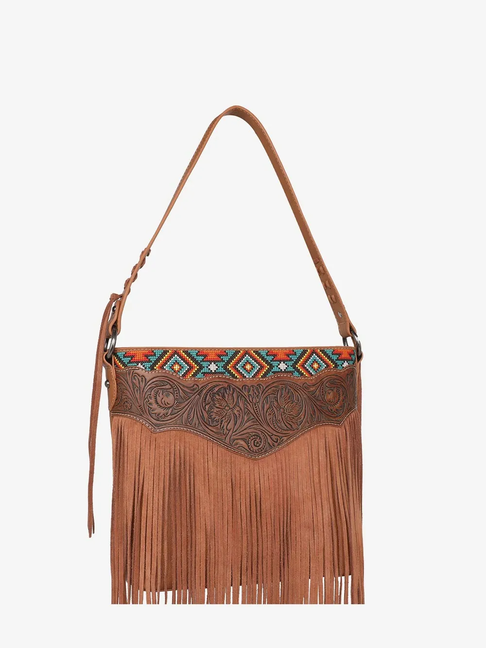 Montana West Vintage Floral Embroidered Aztec Fringe Hobo