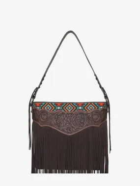 Montana West Vintage Floral Embroidered Aztec Fringe Hobo