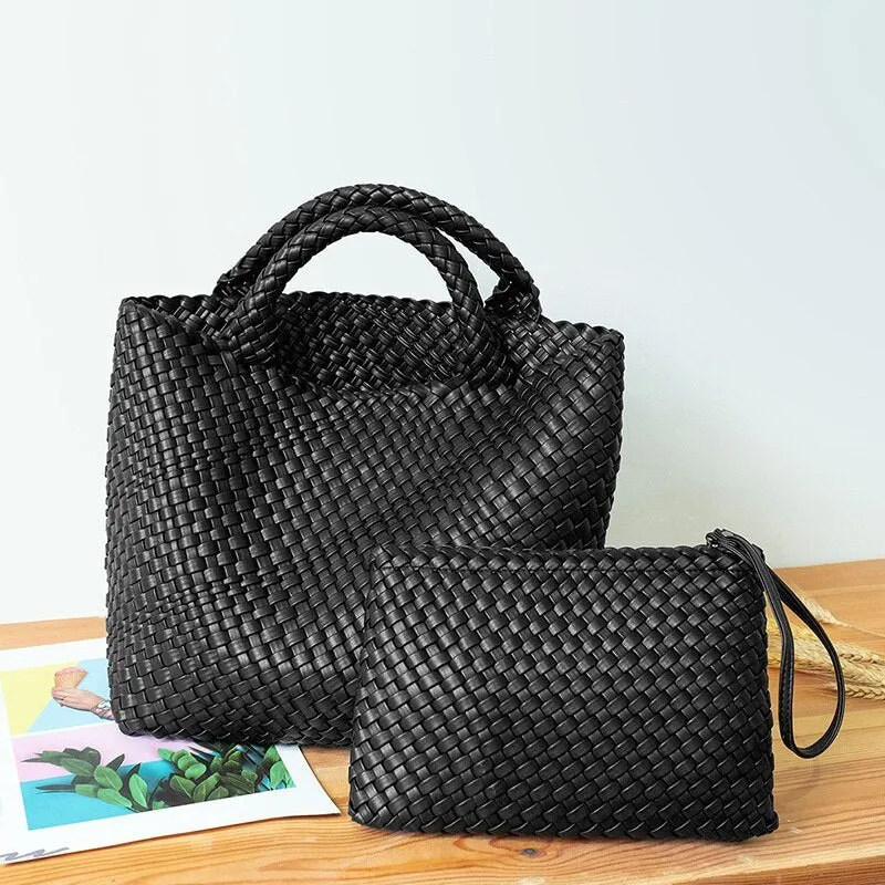 MOTAORA Wonderful Woven Large Capacity Tote with Cosmetic Bag