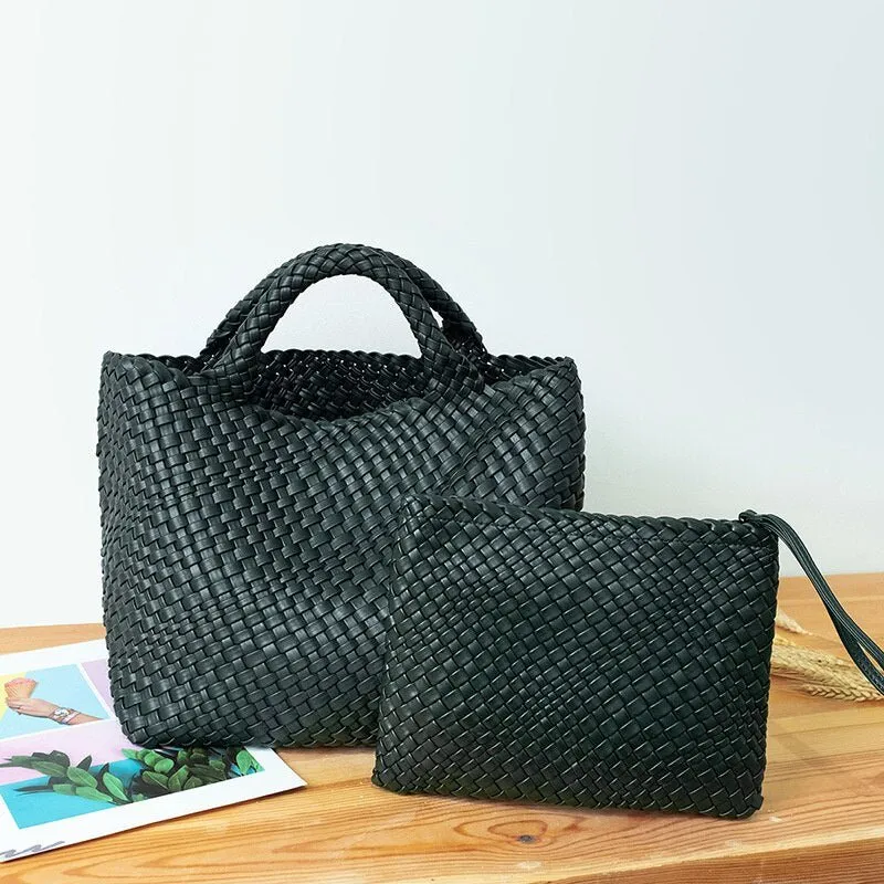 MOTAORA Wonderful Woven Large Capacity Tote with Cosmetic Bag