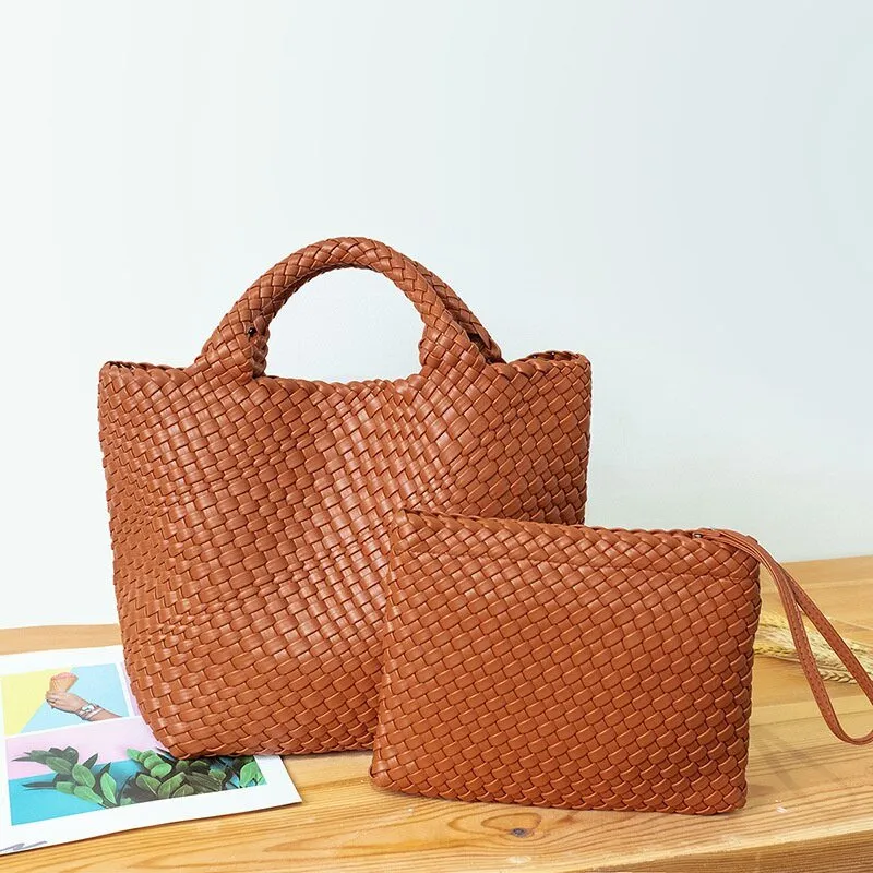 MOTAORA Wonderful Woven Large Capacity Tote with Cosmetic Bag