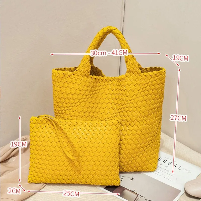 MOTAORA Wonderful Woven Large Capacity Tote with Cosmetic Bag