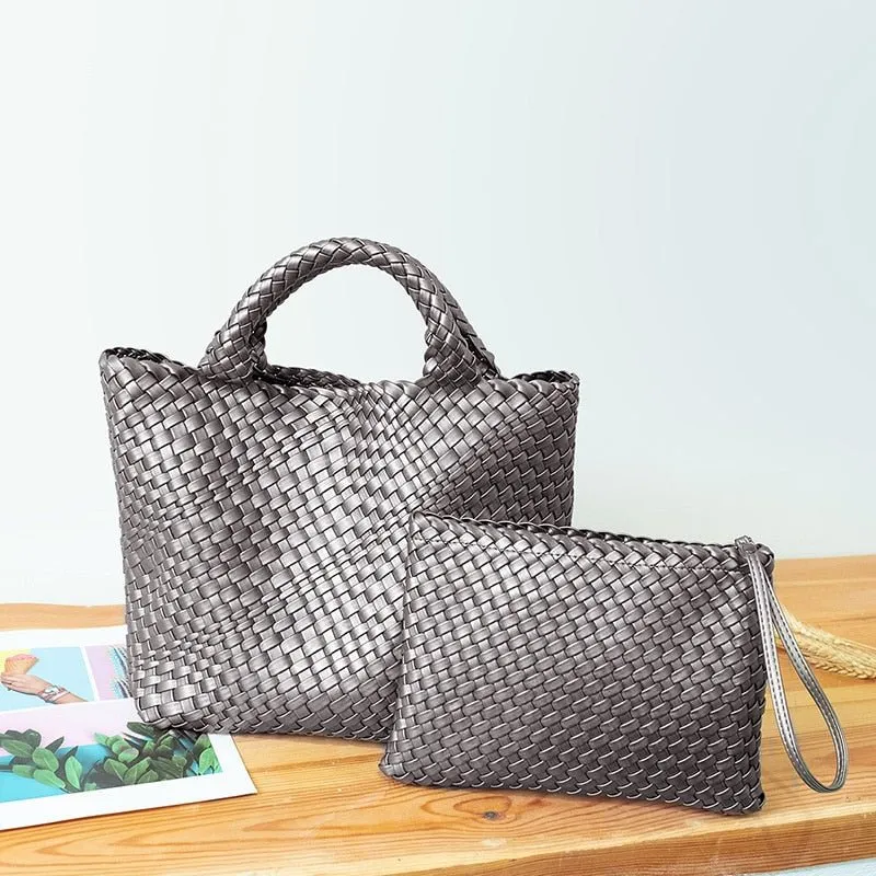 MOTAORA Wonderful Woven Large Capacity Tote with Cosmetic Bag