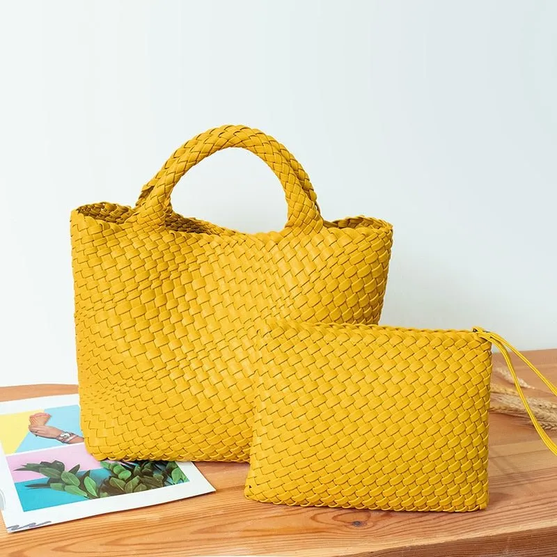 MOTAORA Wonderful Woven Large Capacity Tote with Cosmetic Bag