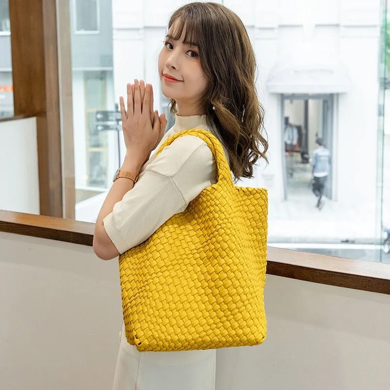 MOTAORA Wonderful Woven Large Capacity Tote with Cosmetic Bag