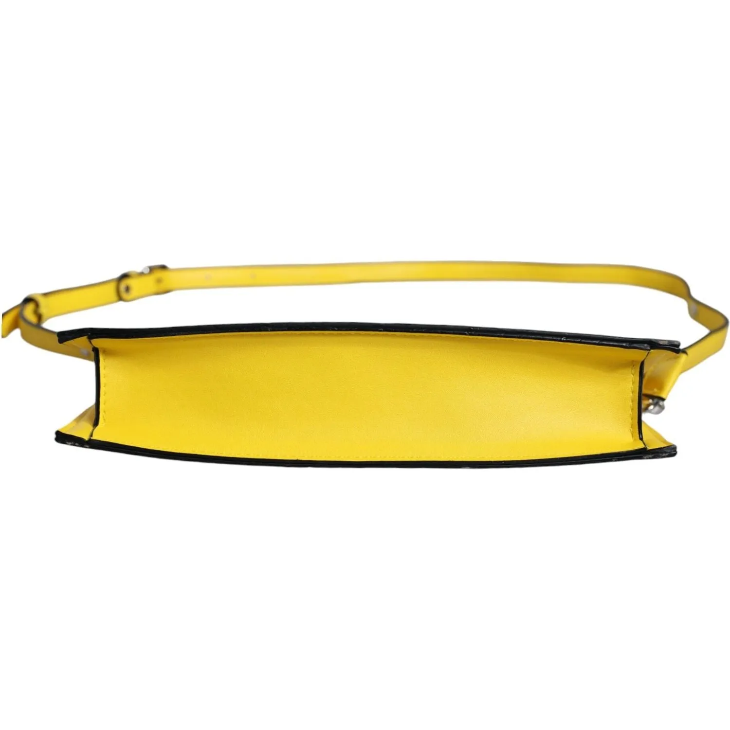 MSGM Yellow Leather Logo Crossbody Sling Shoulder Bag