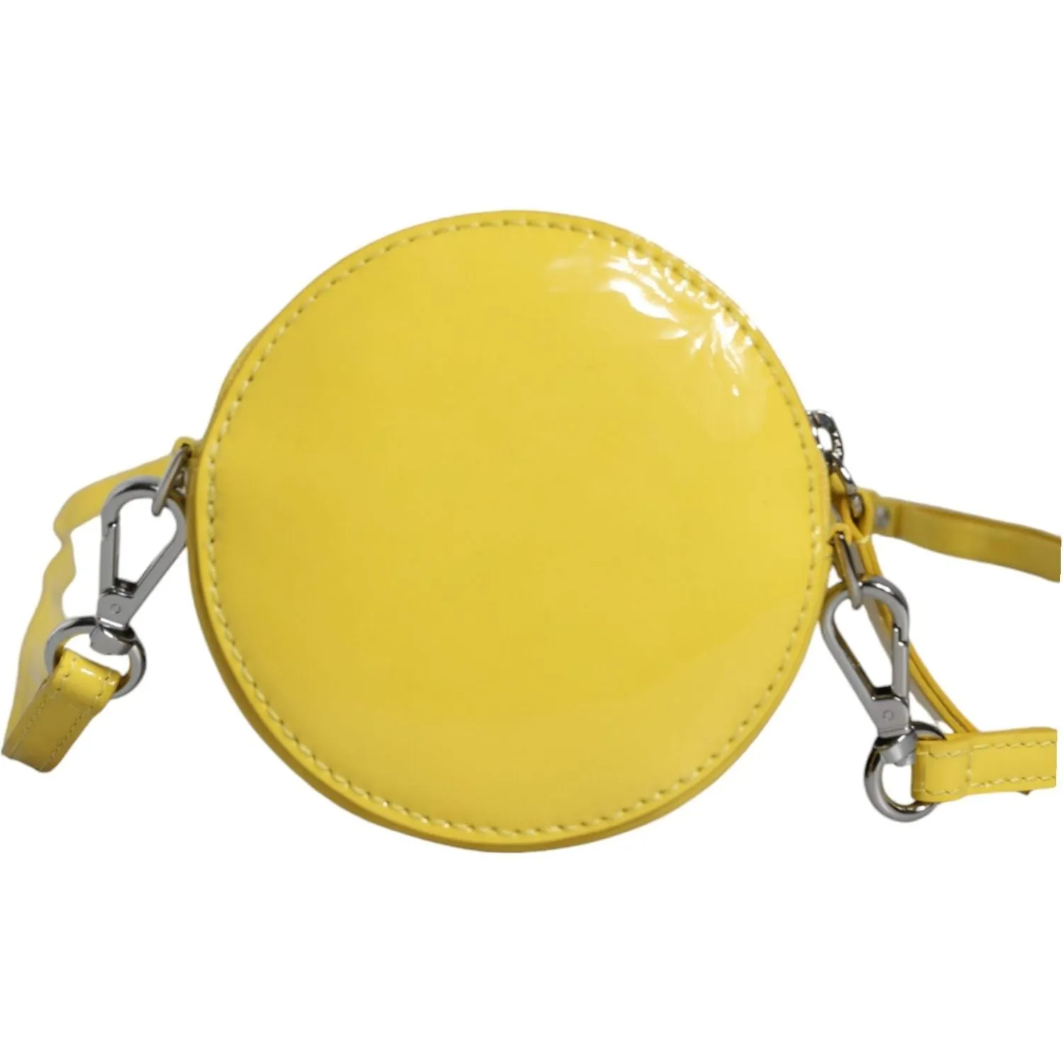 MSGM Yellow Leather Logo Crossbody Sling Shoulder Round Bag