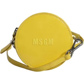 MSGM Yellow Leather Logo Crossbody Sling Shoulder Round Bag