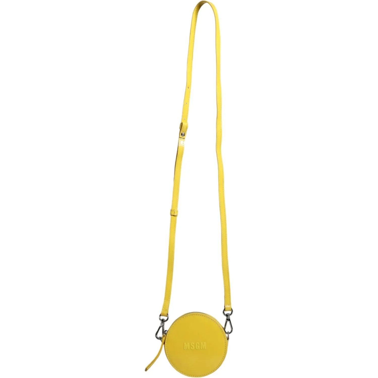 MSGM Yellow Leather Logo Crossbody Sling Shoulder Round Bag