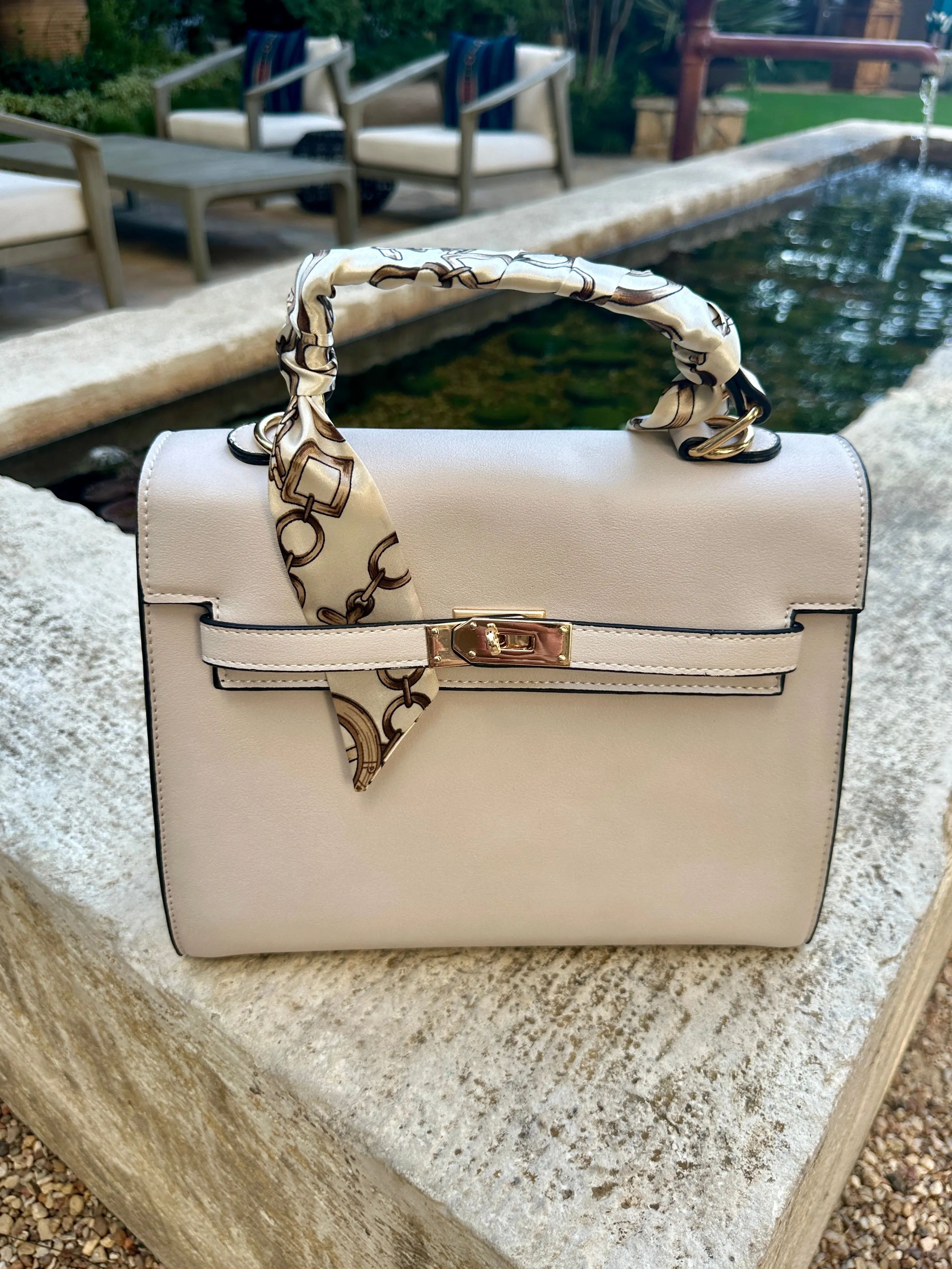 NEW!! Icon Structured Top handle Purse in Ivory