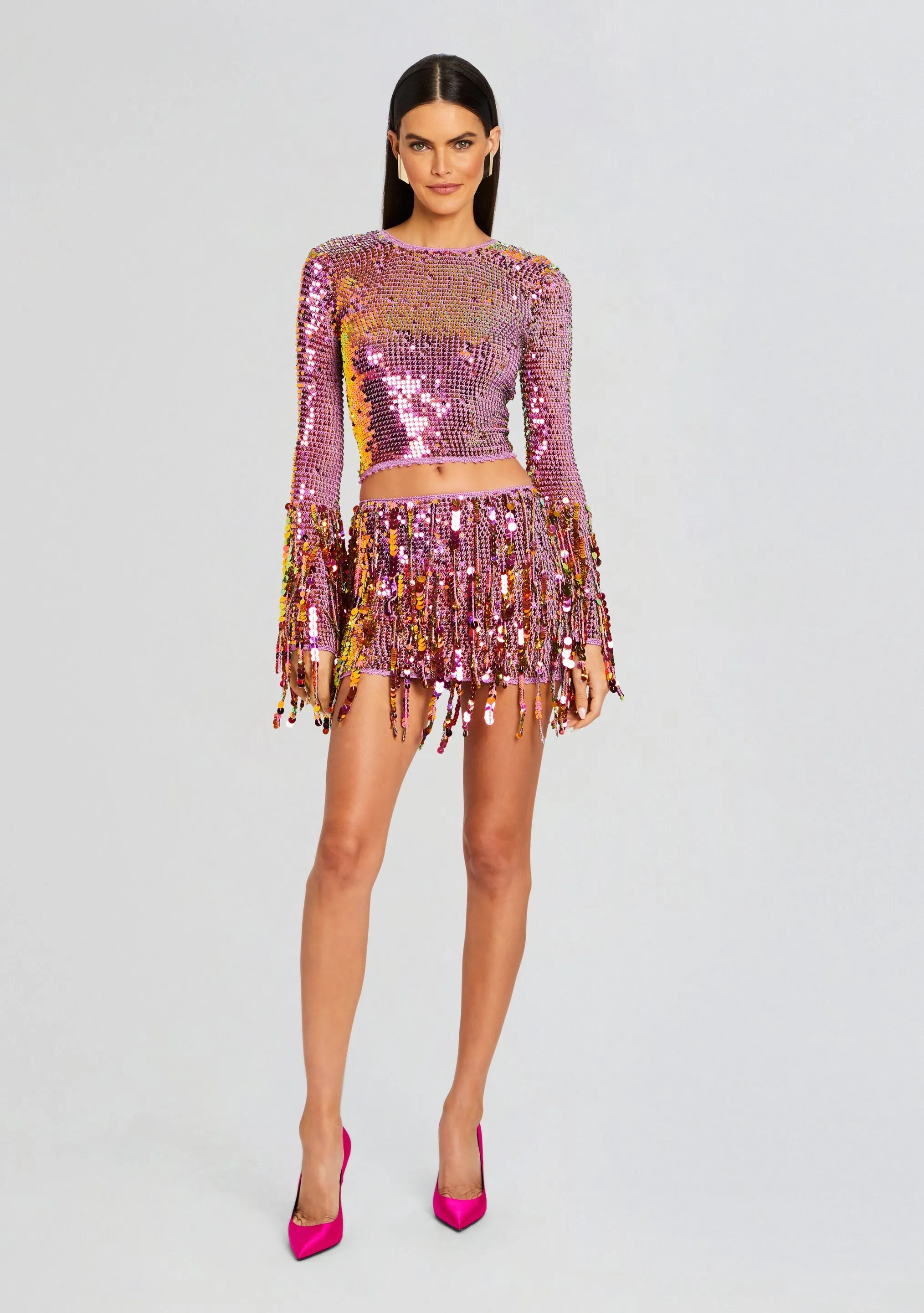 Nicola Sequin Fringe Crochet Skirt