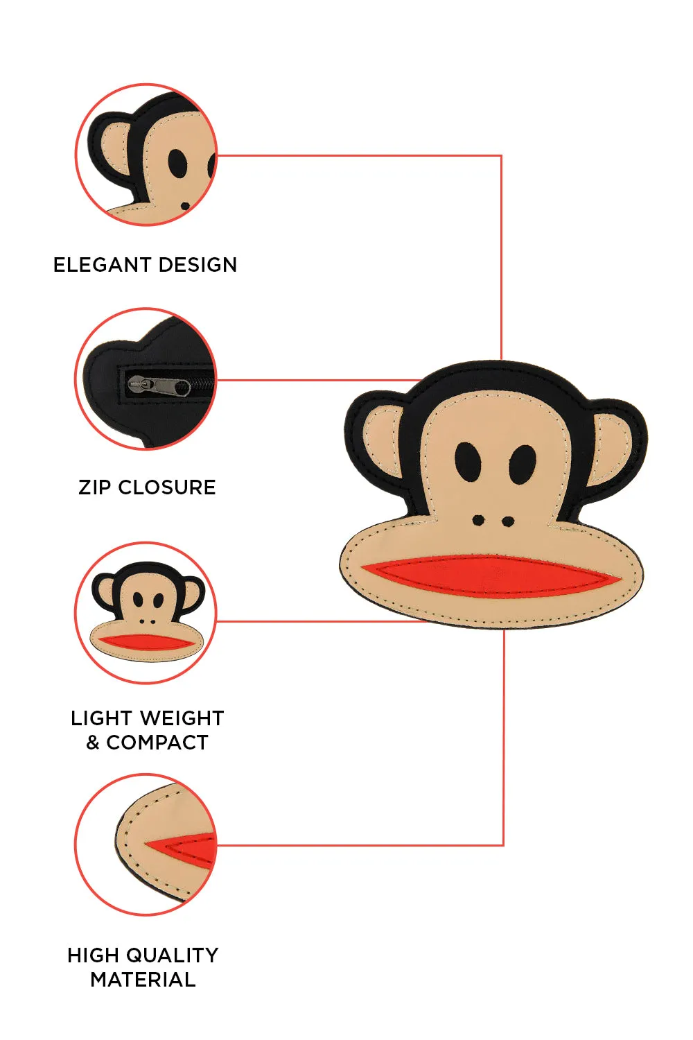 Paul Frank Julius Monkey Shaped Coin Purse