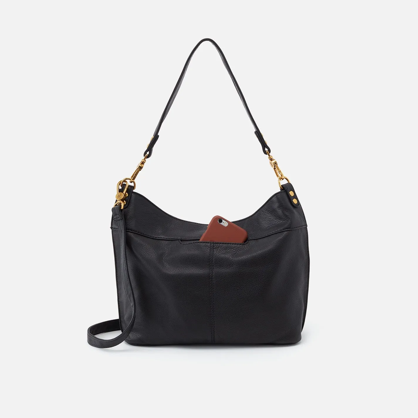 Pier Shoulder Bag In Pebbled Leather - Black