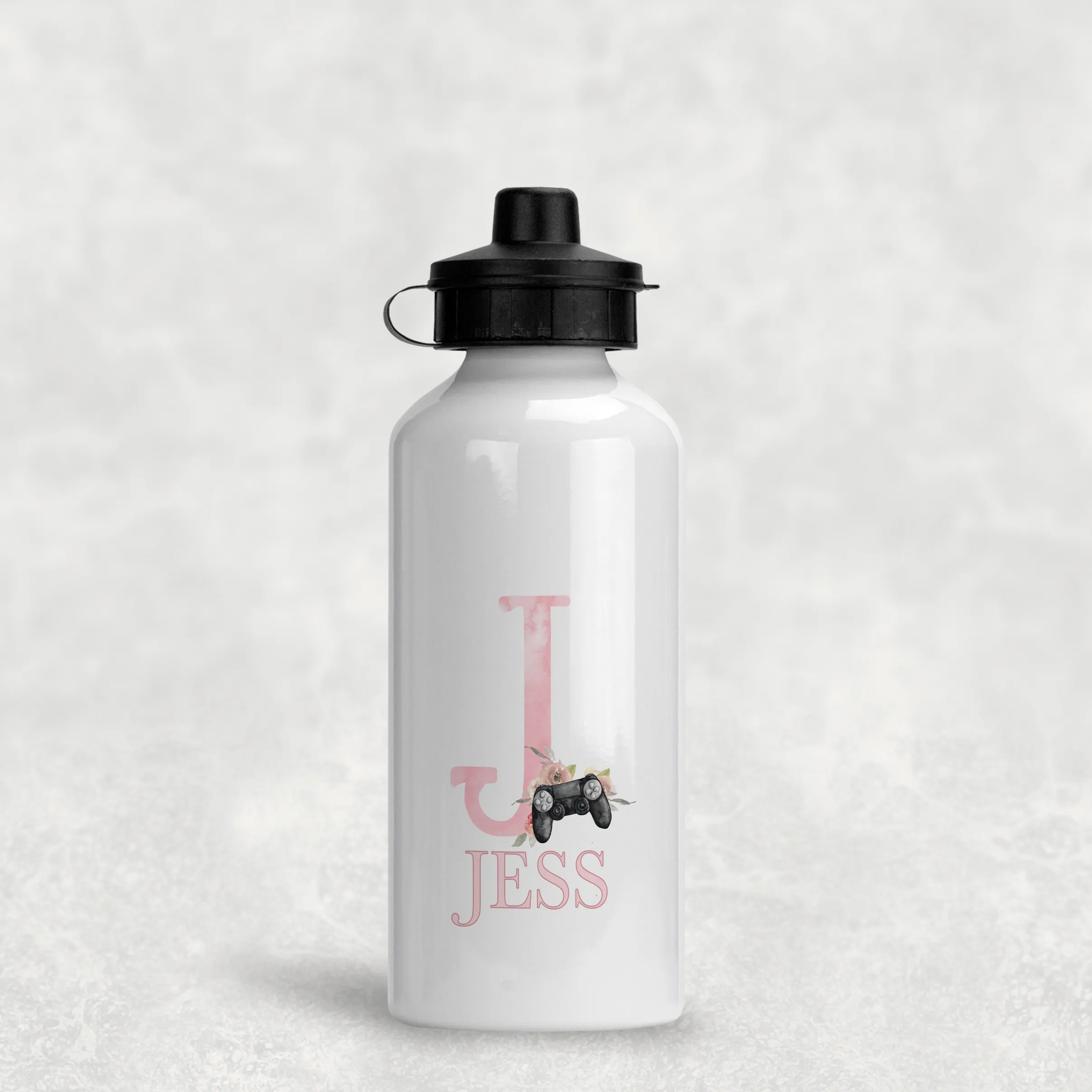 Pink Gamer Alphabet Personalised Water Bottle  - 400/600ml