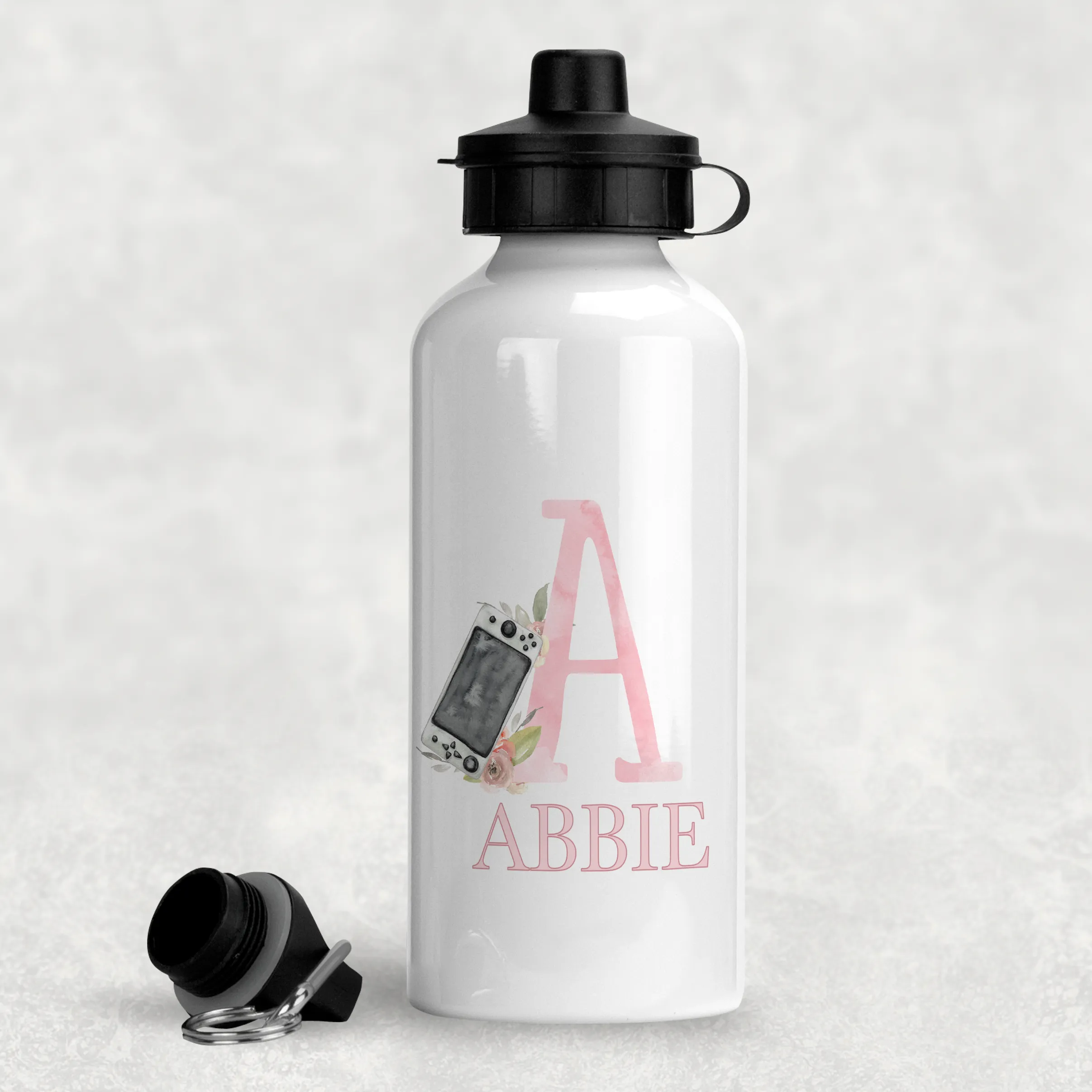 Pink Gamer Alphabet Personalised Water Bottle  - 400/600ml