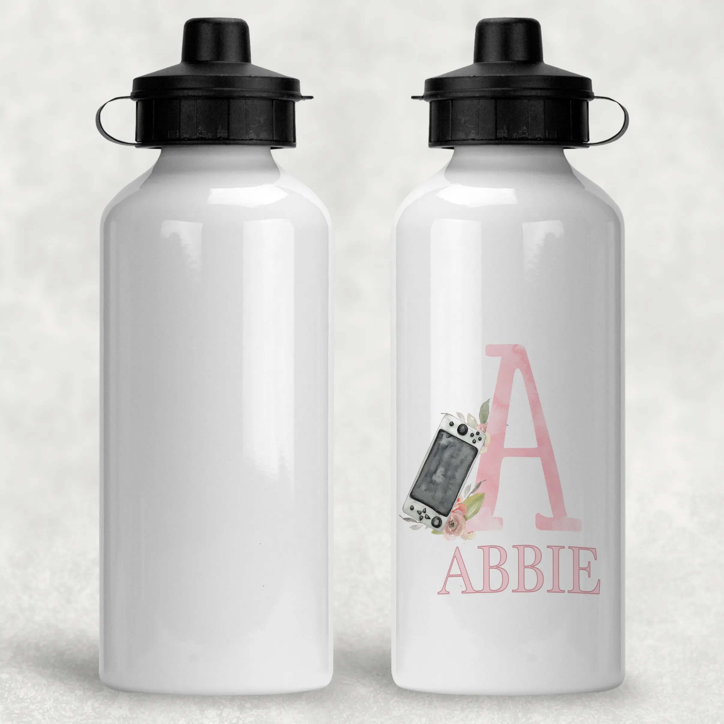 Pink Gamer Alphabet Personalised Water Bottle  - 400/600ml