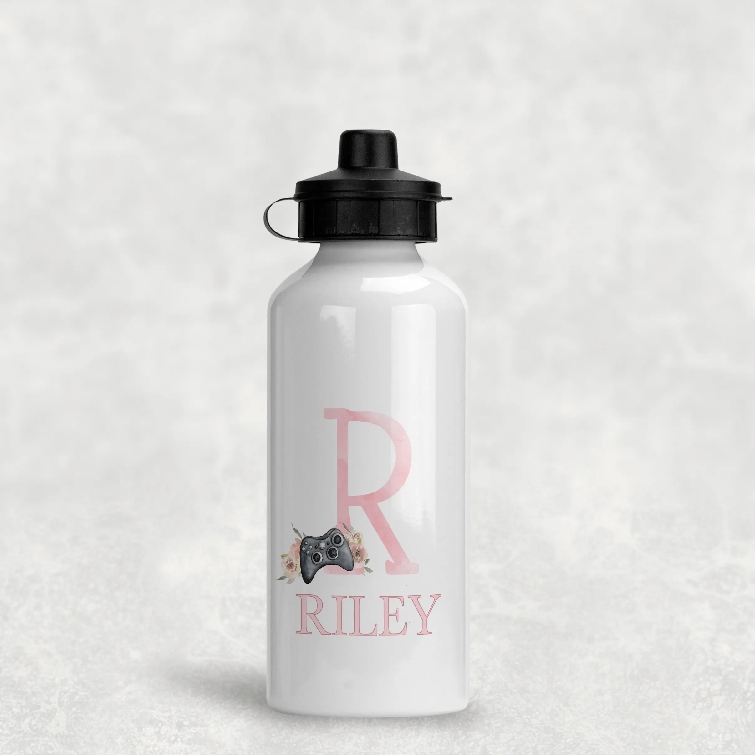 Pink Gamer Alphabet Personalised Water Bottle  - 400/600ml