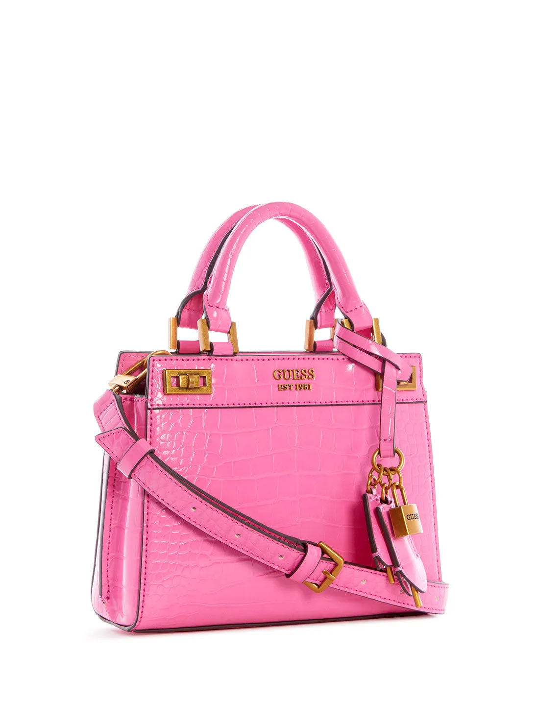 Pink Katey Croc Mini Satchel Bag