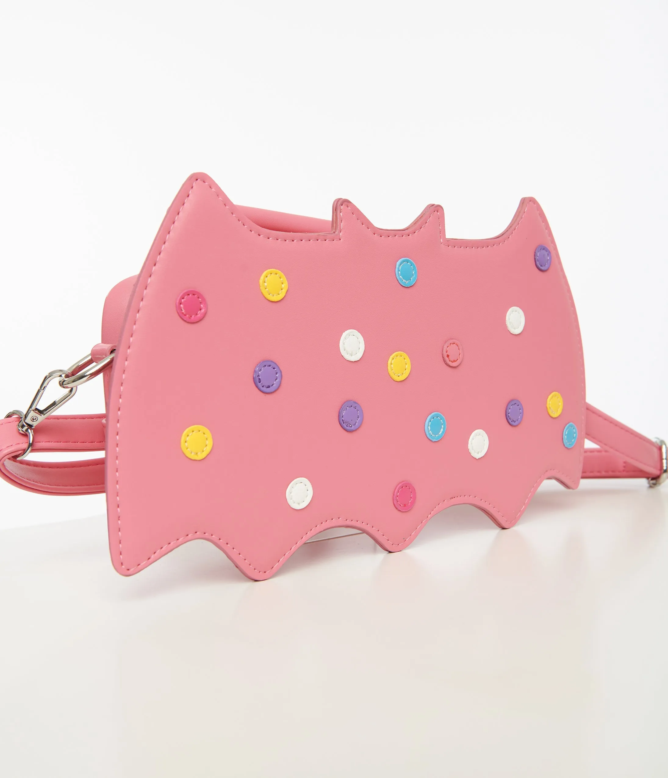 Pink Leatherette Circus Cookie Bat Crossbody Bag