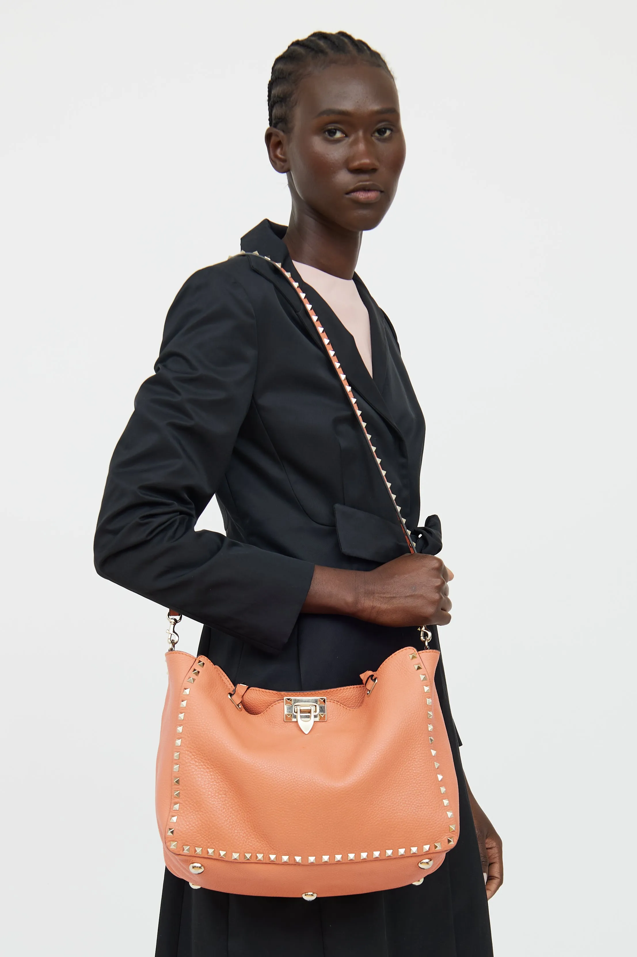 Pink Rockstud Trapeze Tote Bag