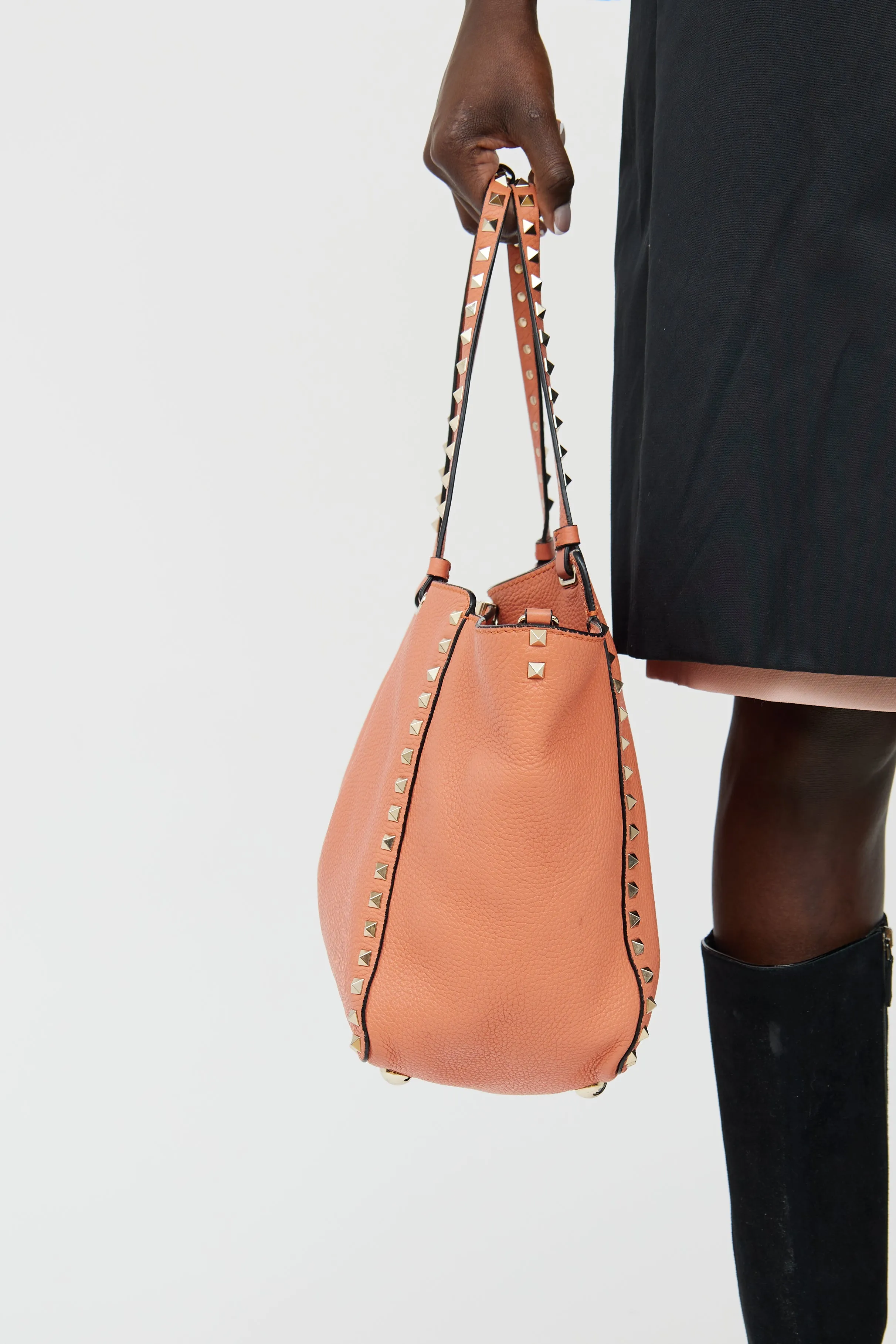 Pink Rockstud Trapeze Tote Bag