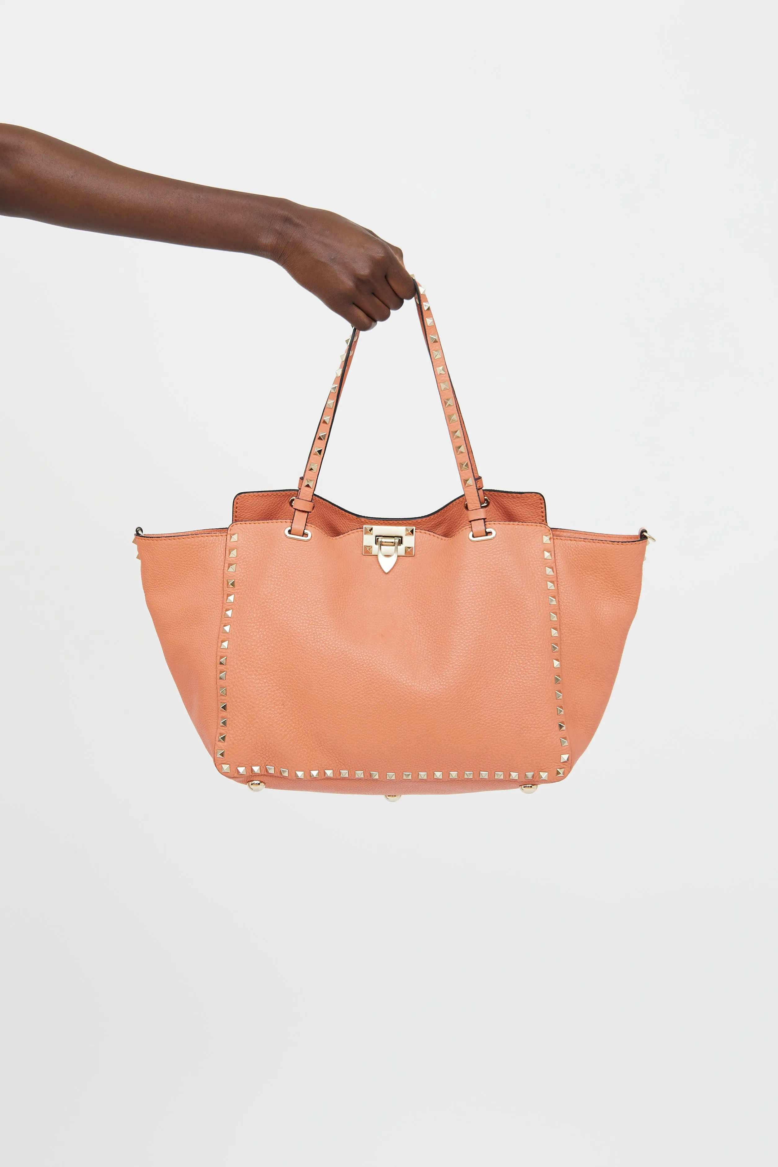 Pink Rockstud Trapeze Tote Bag