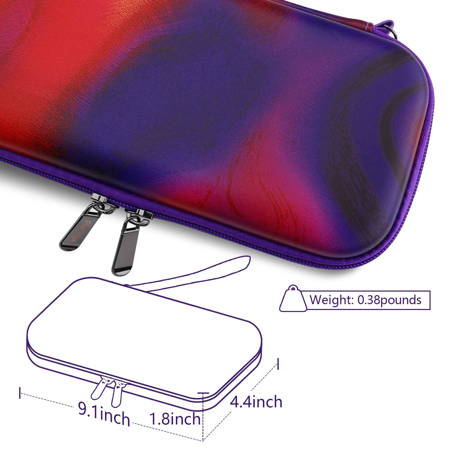 PlayVital Carrying Case for Nintendo Switch Lite, Portable Pouch Storage Handbag Travel Bag Protective Hard Case for Switch Console w/Thumb Grip Caps & 10 Game Card Slots - Purple Red Swirl - LTW004