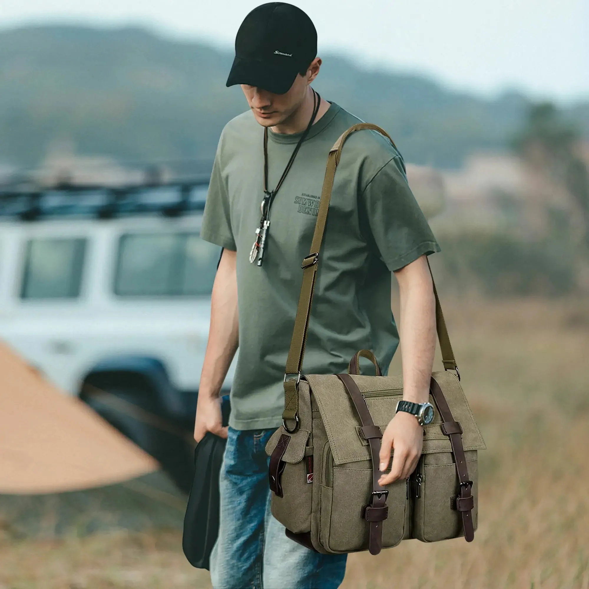 Postman Bag For Men Vintage Canvas Messenger Bag Tote Bags