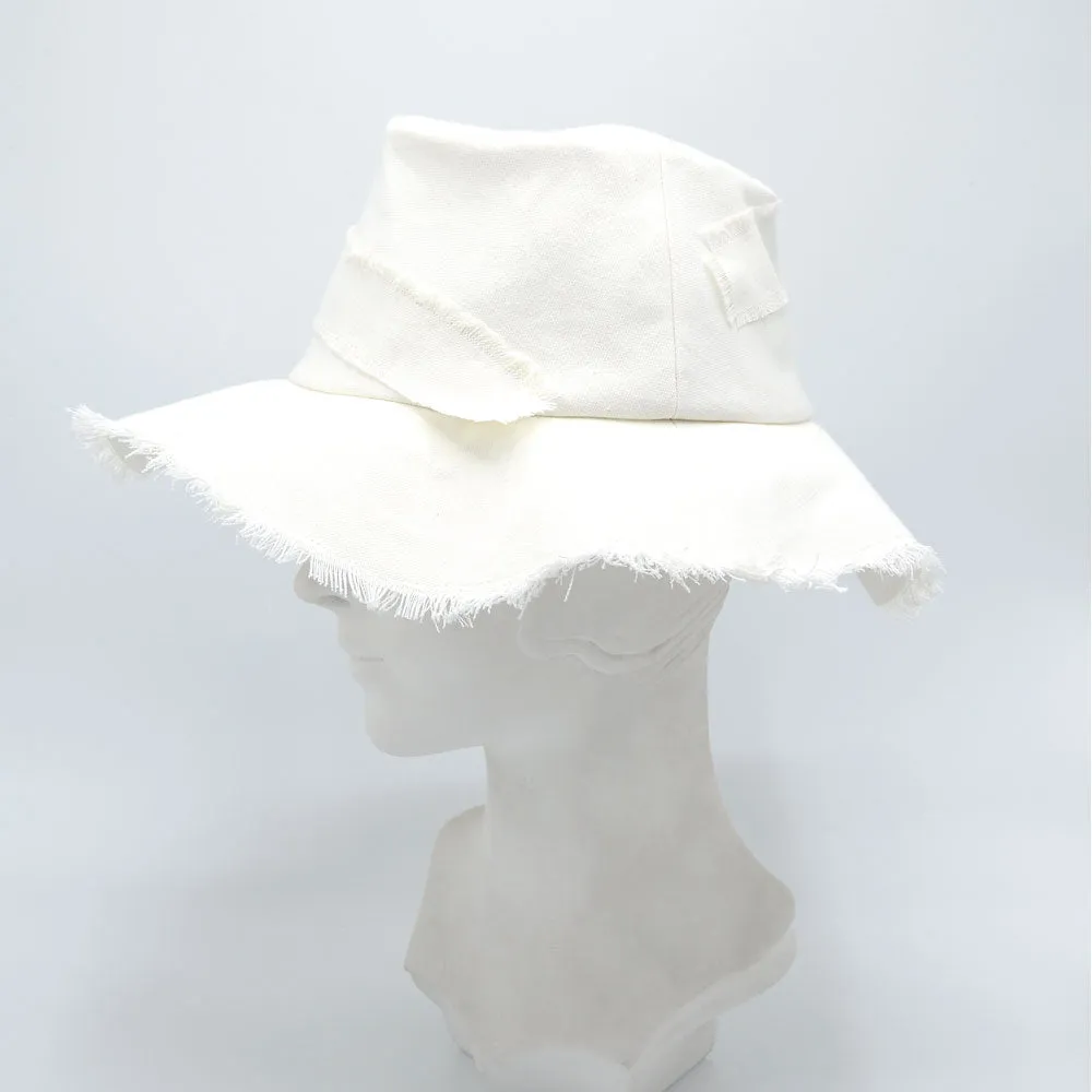 Preston: Frayed White Denim Fedora As Seen on Kerry Pieri