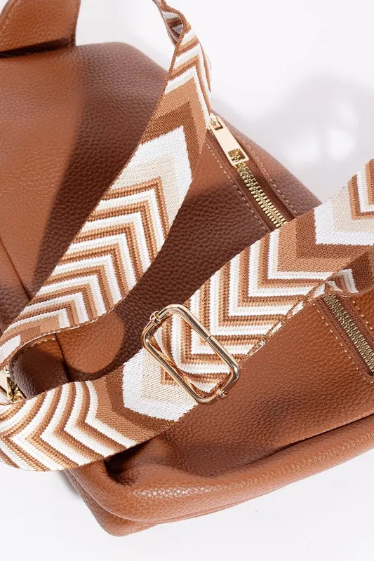 PU Leather Chevron Strap Crossbody Bag